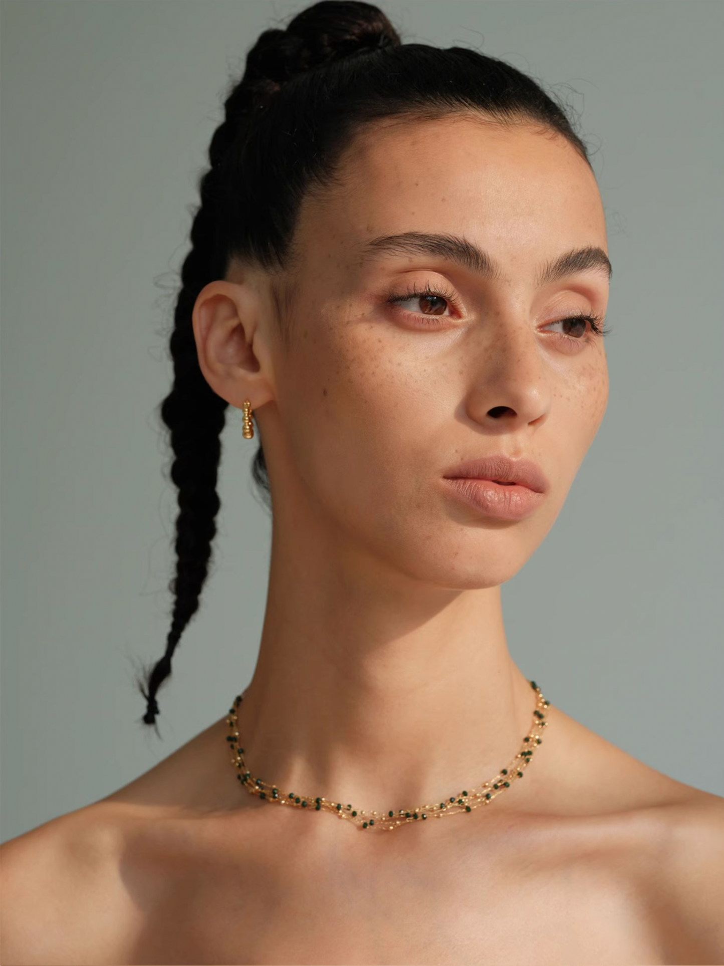 Scattered Green Bead Layered Necklace - The New Witch