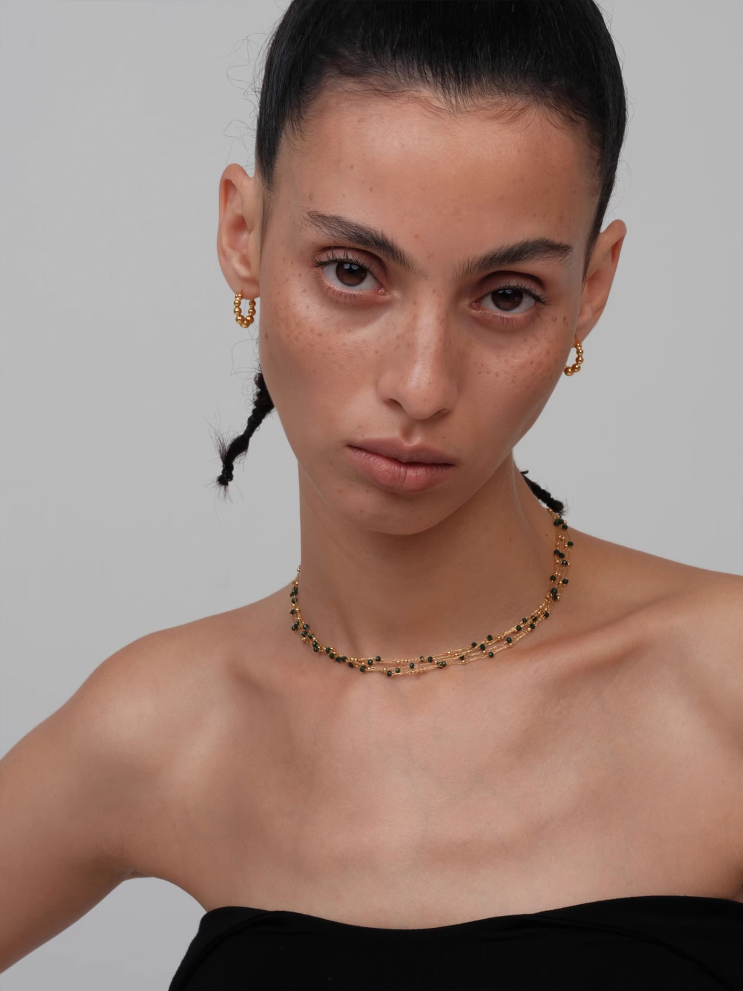 Gold Bead Hoop Earrings - The New Witch