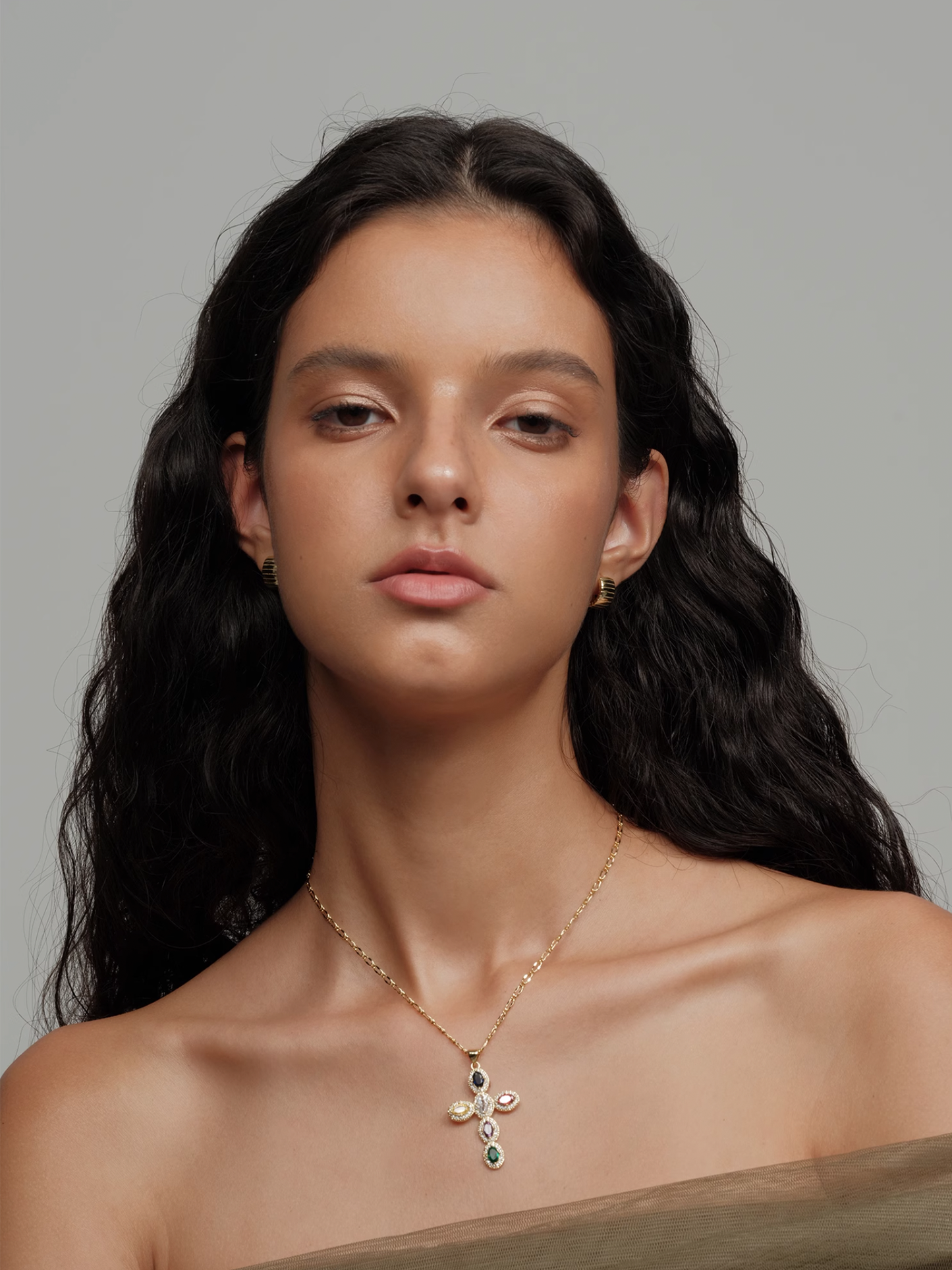 Color Gemstone Cross Necklace - The New Witch