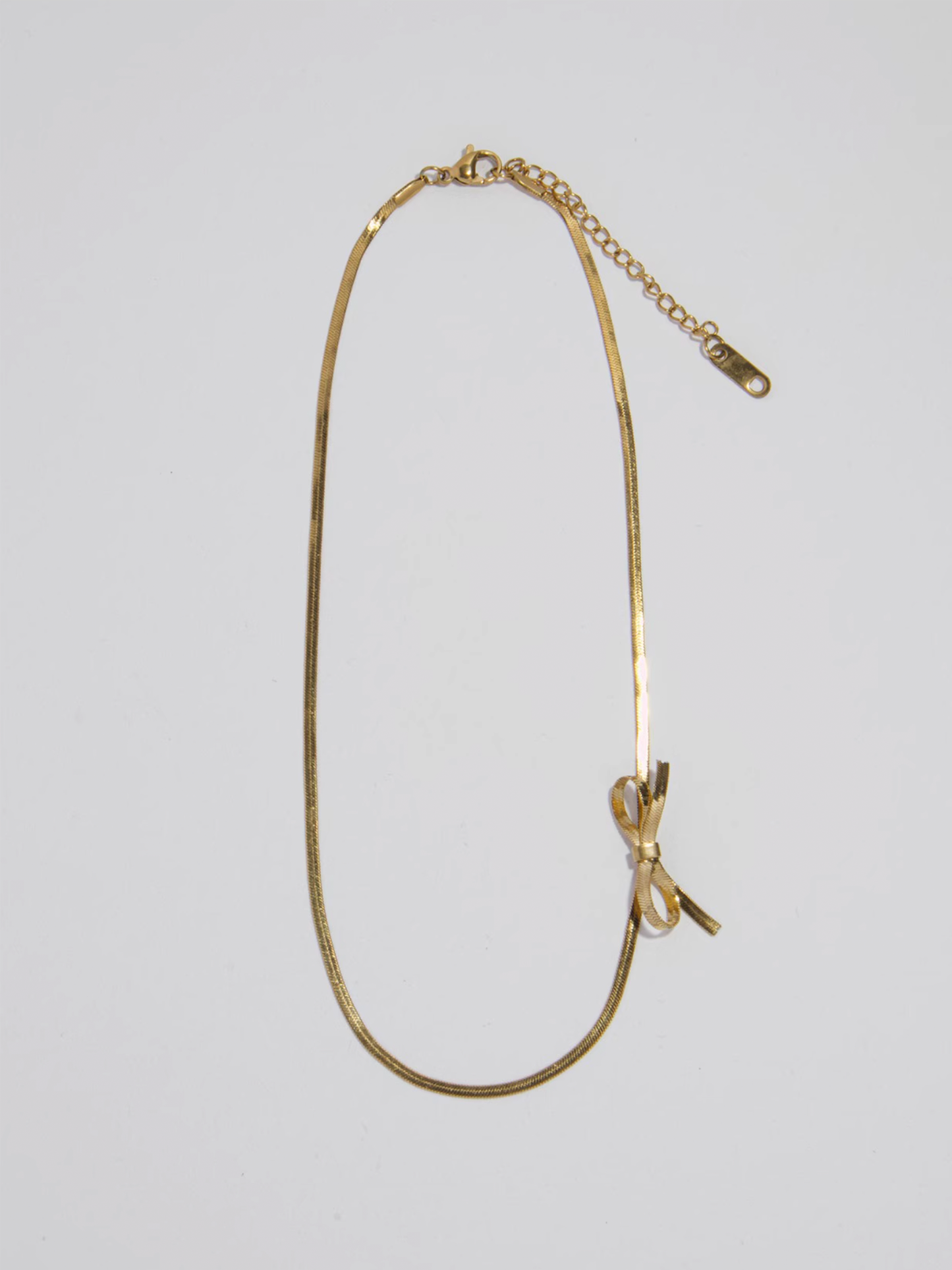 Soft Snake Chain Bow Choker Necklace - Gold - The New Witch