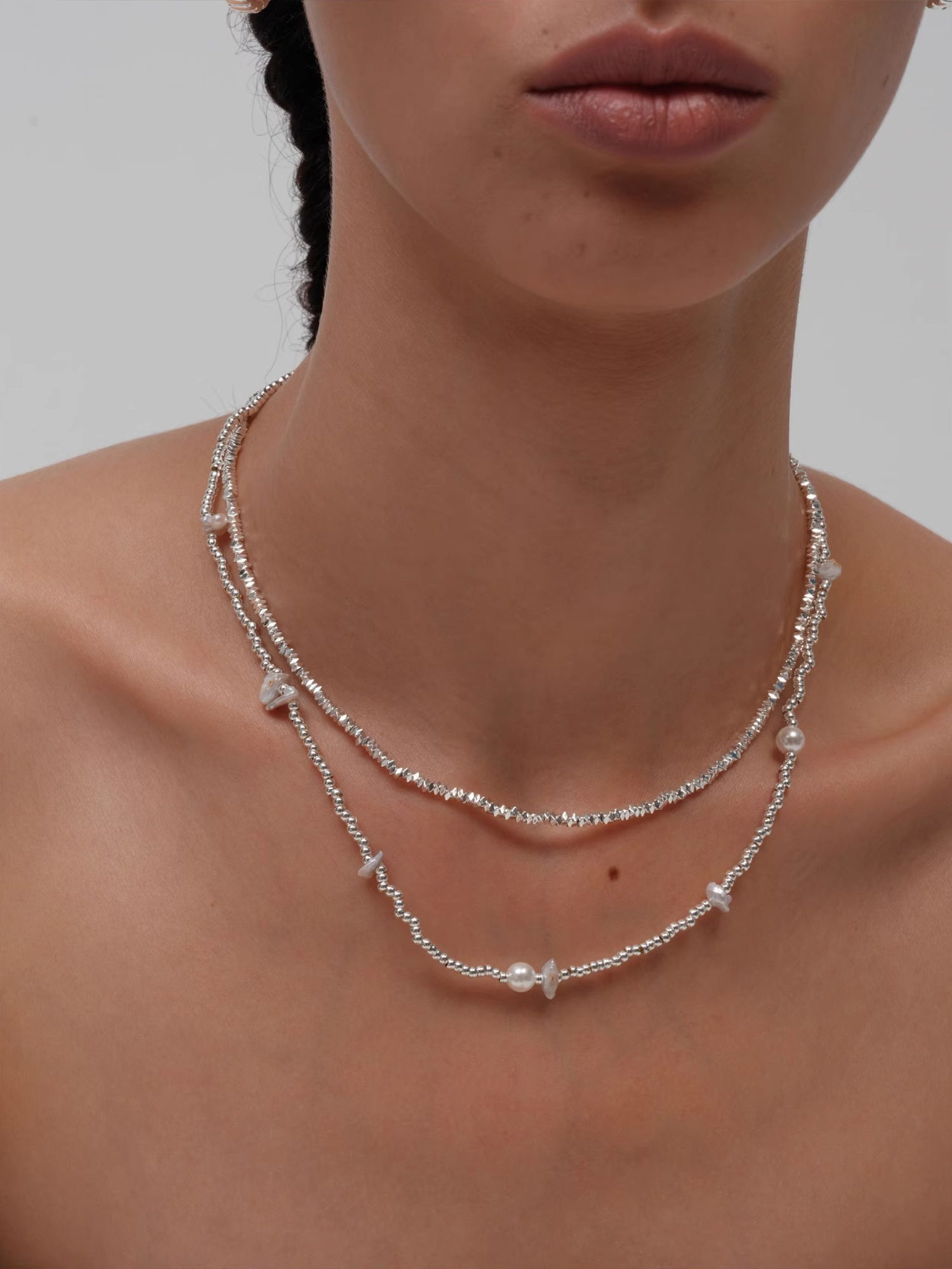 Baroque Pearl and Silver Beads Necklace - The New Witch