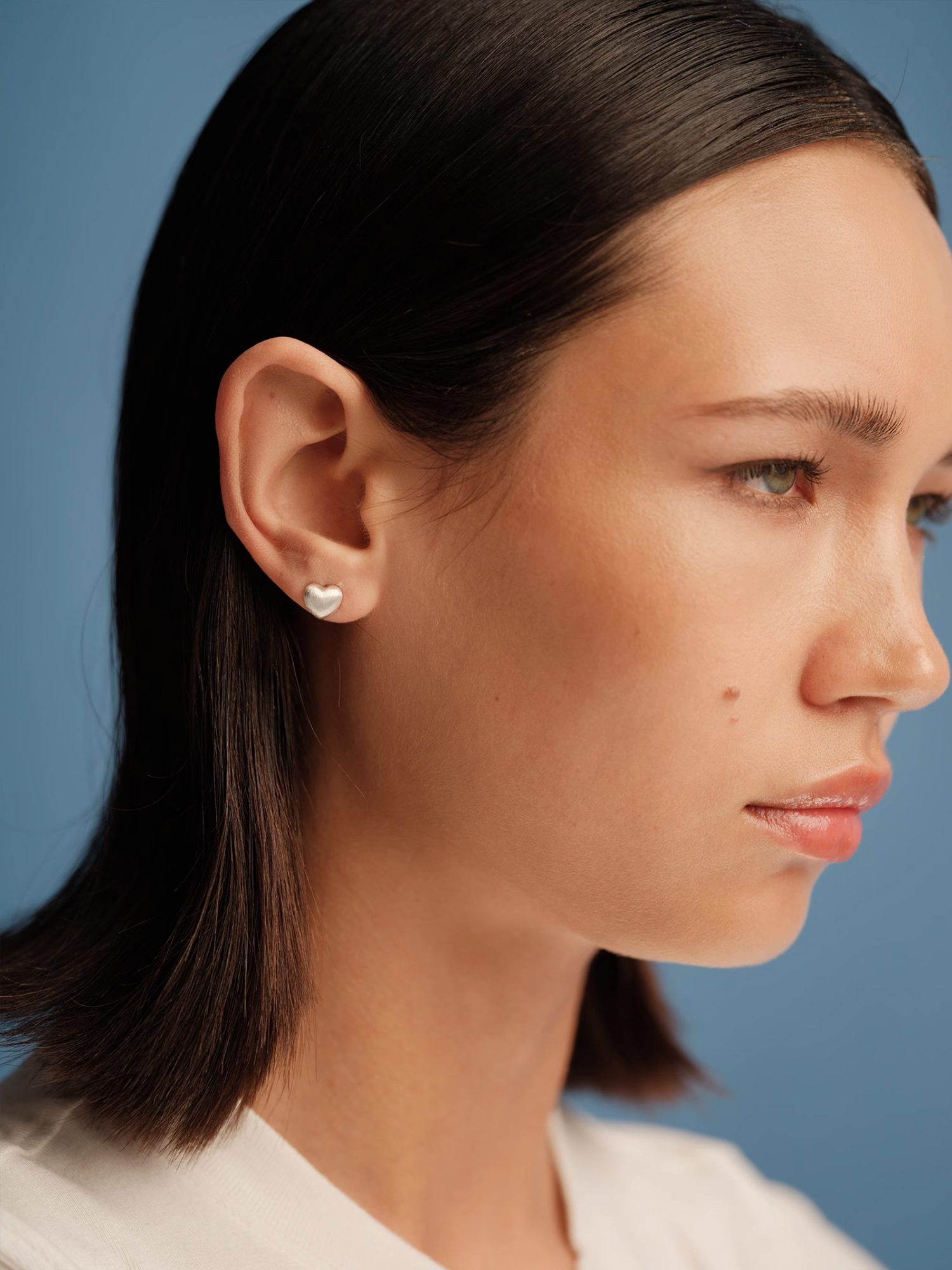 Brushed Silver Heart Studs - The New Witch