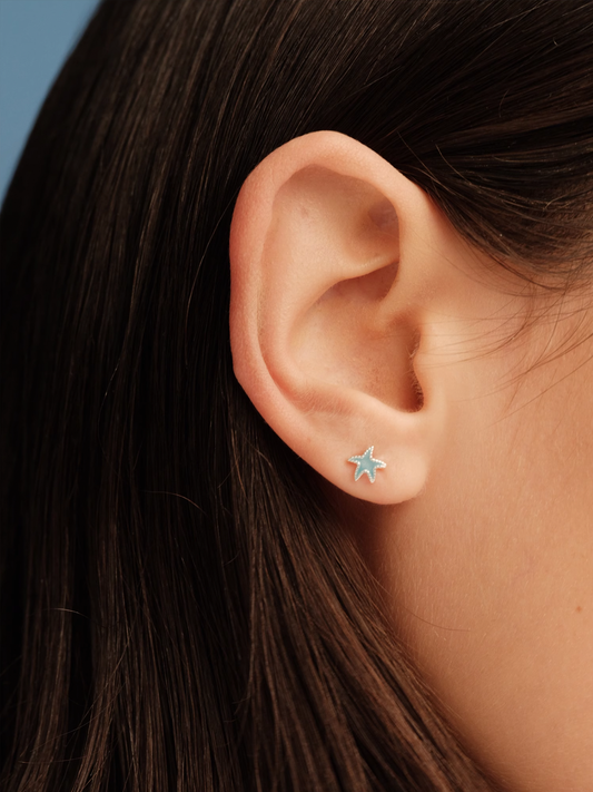 Mini Blue Starfish Stud Earrings - The New Witch