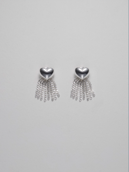 Silver Heart Tassel Earrings - The New Witch