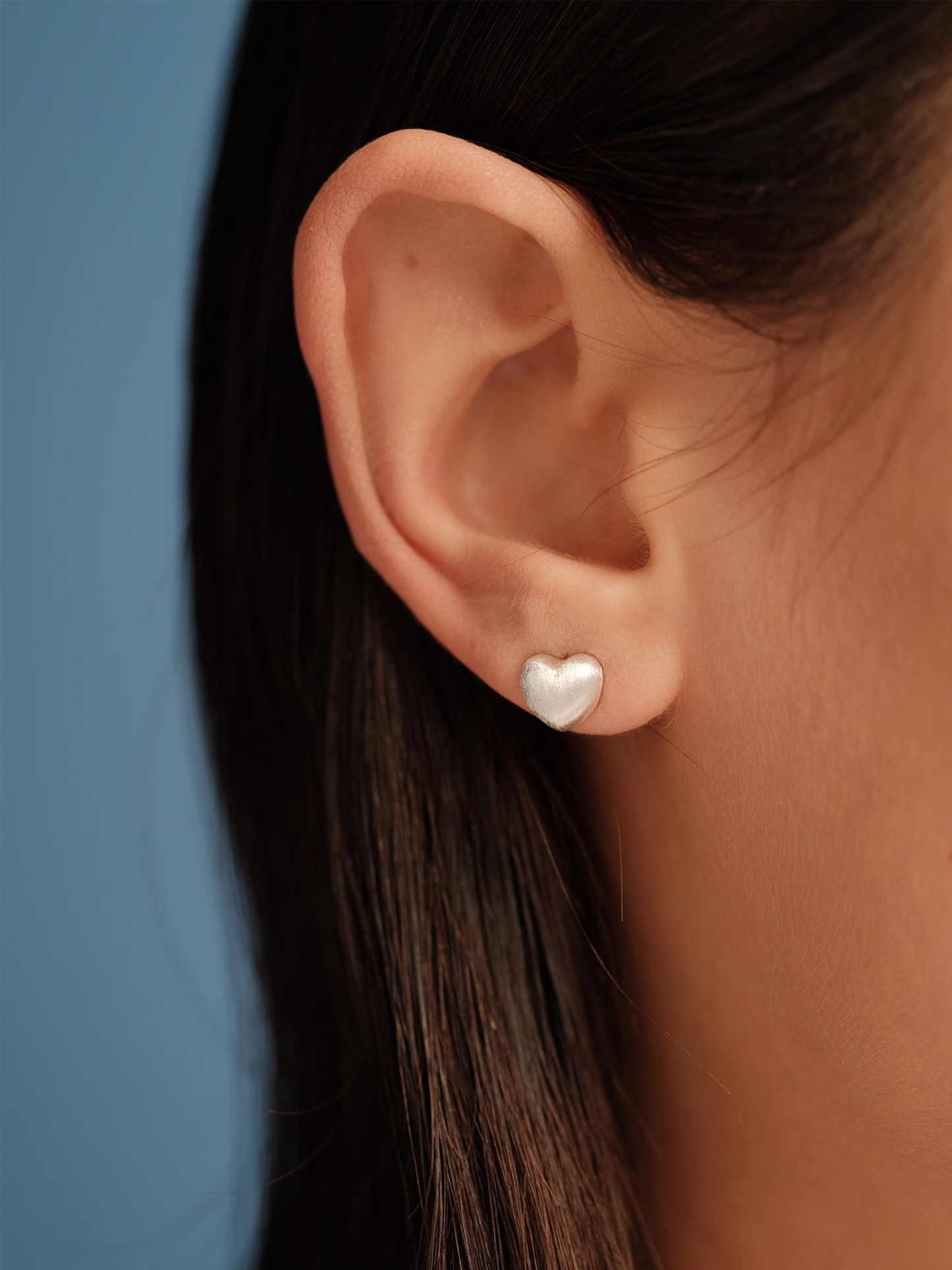 Brushed Silver Heart Studs - The New Witch