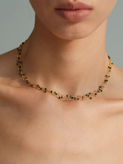 Scattered Green Bead Layered Necklace - The New Witch
