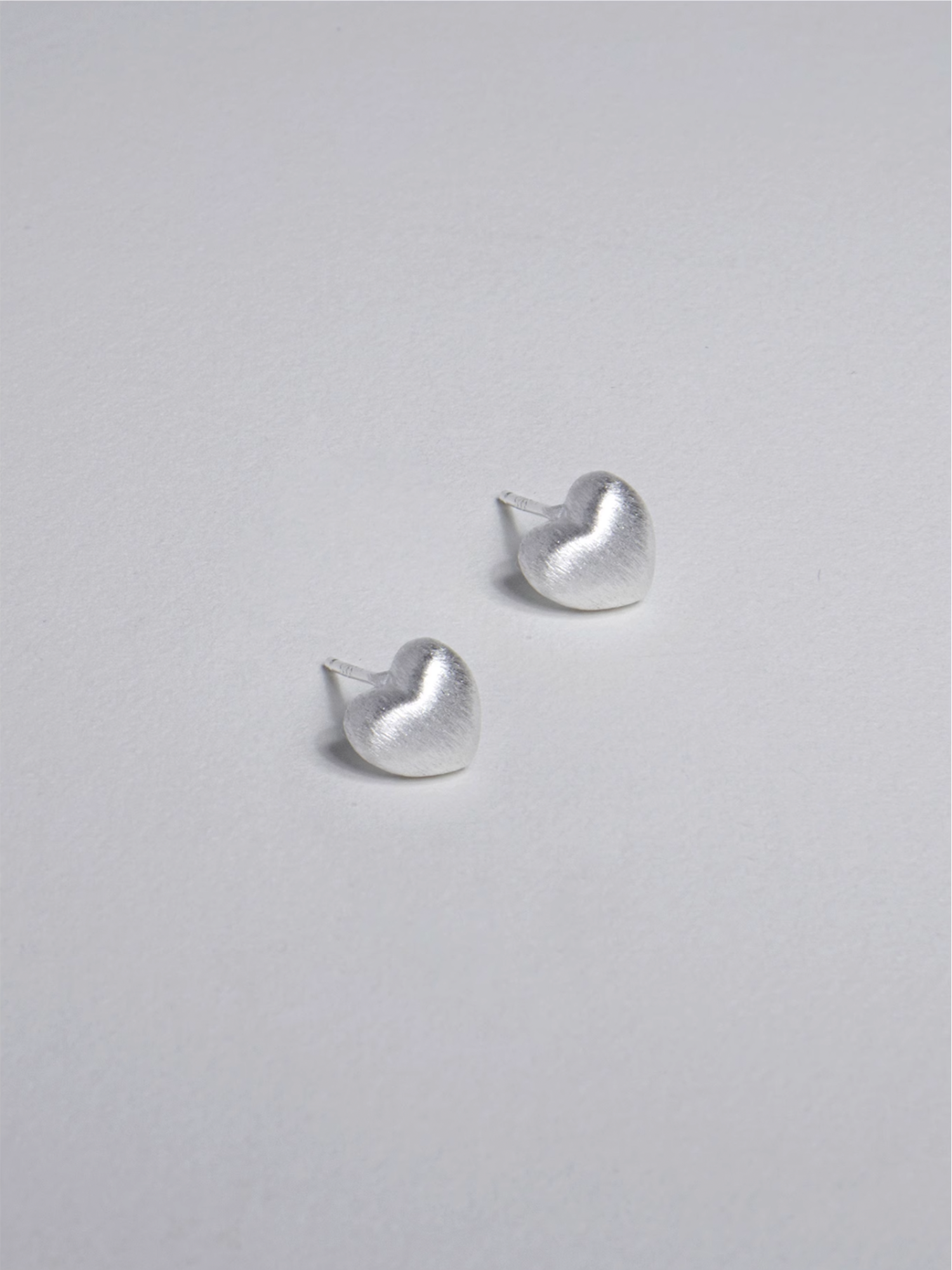 Brushed Silver Heart Studs - The New Witch