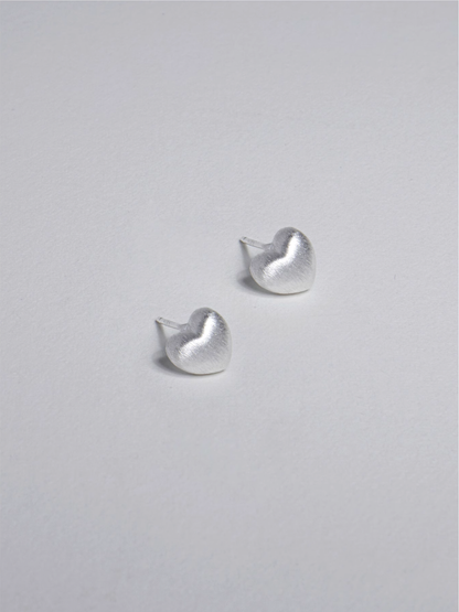 Brushed Silver Heart Studs - The New Witch